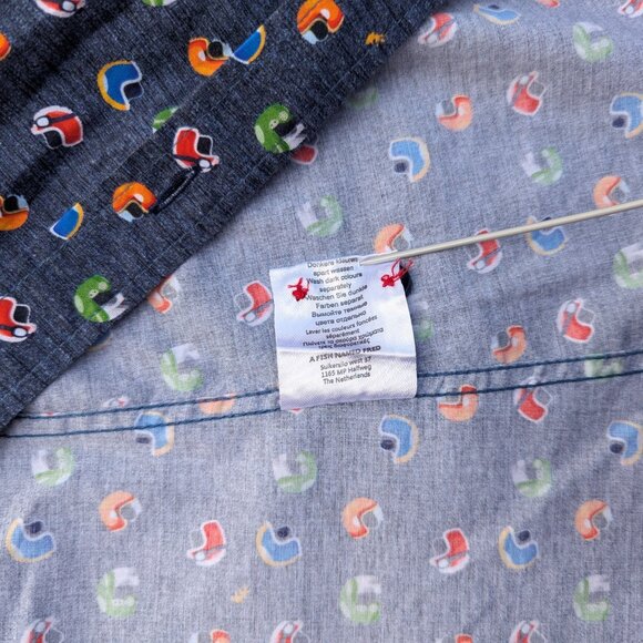 A Fish Named Fred Shirt Men's Button Up Long Sleeve Stretch Helmets Size M - Picture 11 of 11